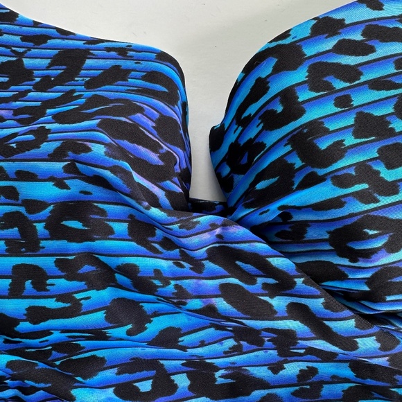 Miraclesuit One Piece Swimsuit Blue Black Print Cross Front Size M? - Picture 6 of 13